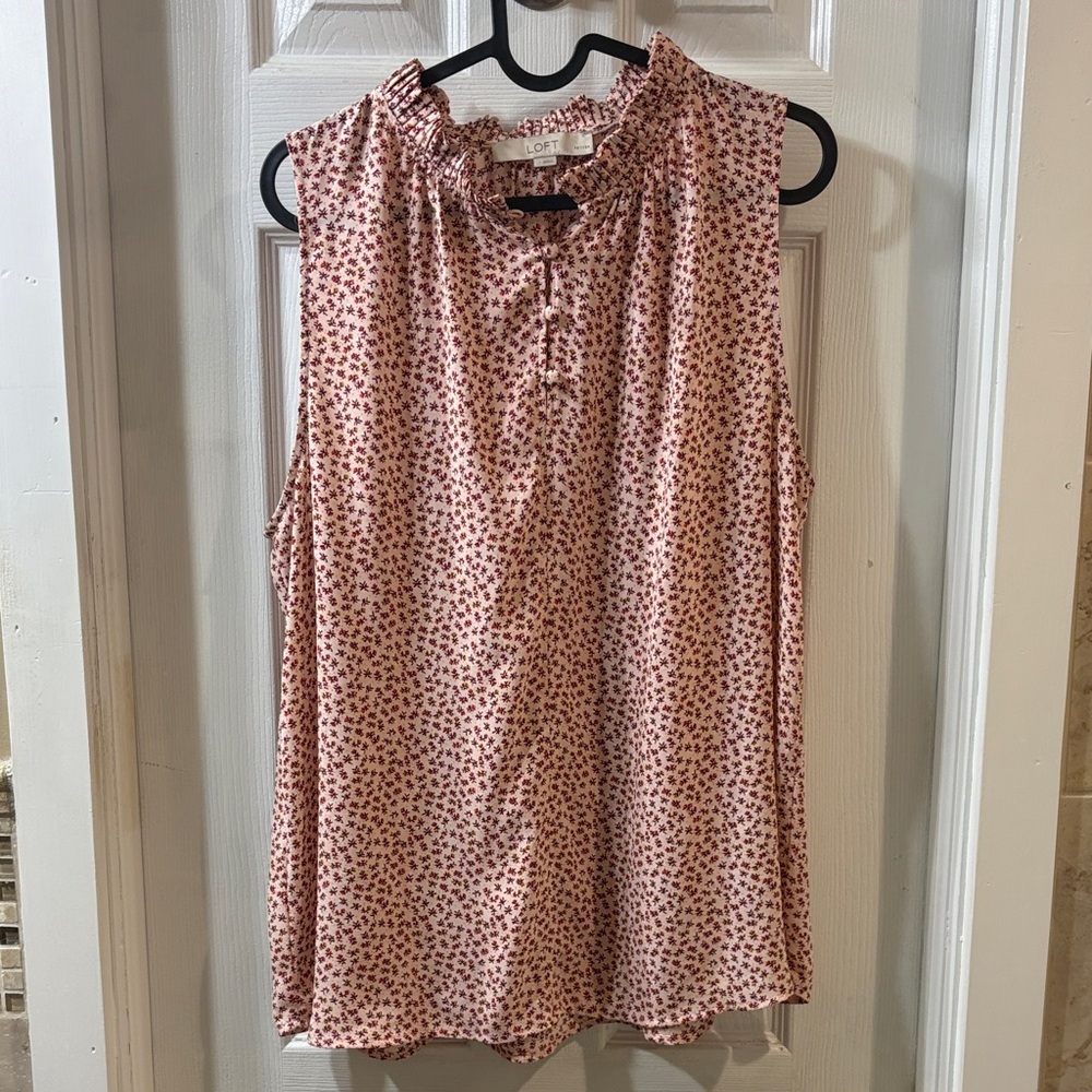 LOFT Sleeveless Blouse with Pink and Black Print